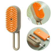 3 in 1 Cat Steam Brush with silicone bristles, steam function, and rechargeable design for pet grooming and hair removal