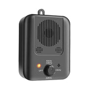 Compact black ultrasonic dog bark stopper device with adjustable frequency settings and LED indicator light